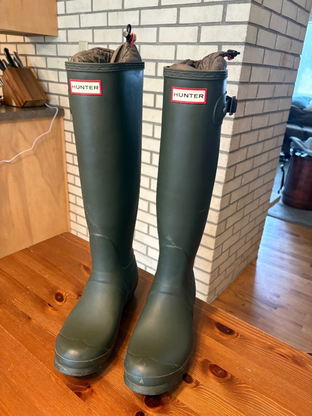 Dark Green Hunter Boots with Down Liners 9